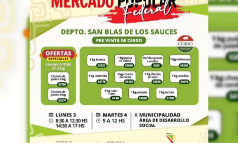 El Mercado Popular Federal y sus ofertas llegan a San Blas de Los Sauces